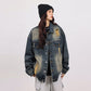 Ripped Workwear Denim Jacket American Washed Old