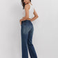 French Style All-matching Slim-fitting Mid-waist Wide Leg Jeans