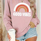 Rainbow Letter Plus Size Round Neck Sweater