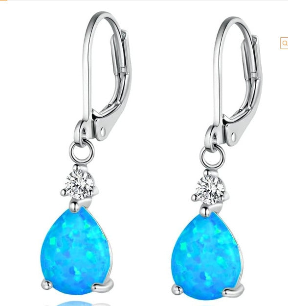 White Opal Drop Opal Earrings