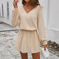 European And American Autumn And Winter Temperament Leisure Solid Color Puff Sleeve Dress