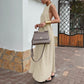 Women's Khaki Cotton And Linen Halter Loose Vacation Style Dress