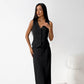 Fashion Black Vest Long Dress Two-piece Set For Women