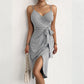 Pure Desire Temperament V-neck Solid Color Sling Dress