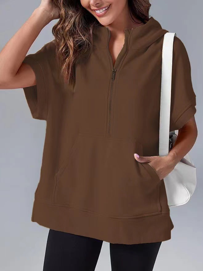 Women's Three-point Short-sleeved Hooded Sweater