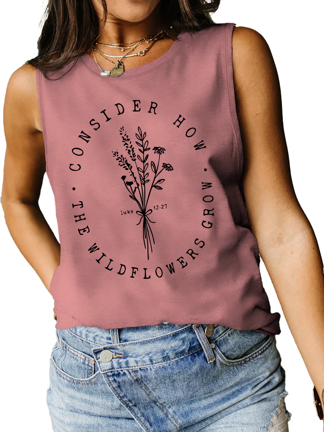 Consider How Flowers And Plants Letter Print Loose Vest