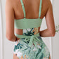 Printed Hollow Out Tied One-piece Bikini