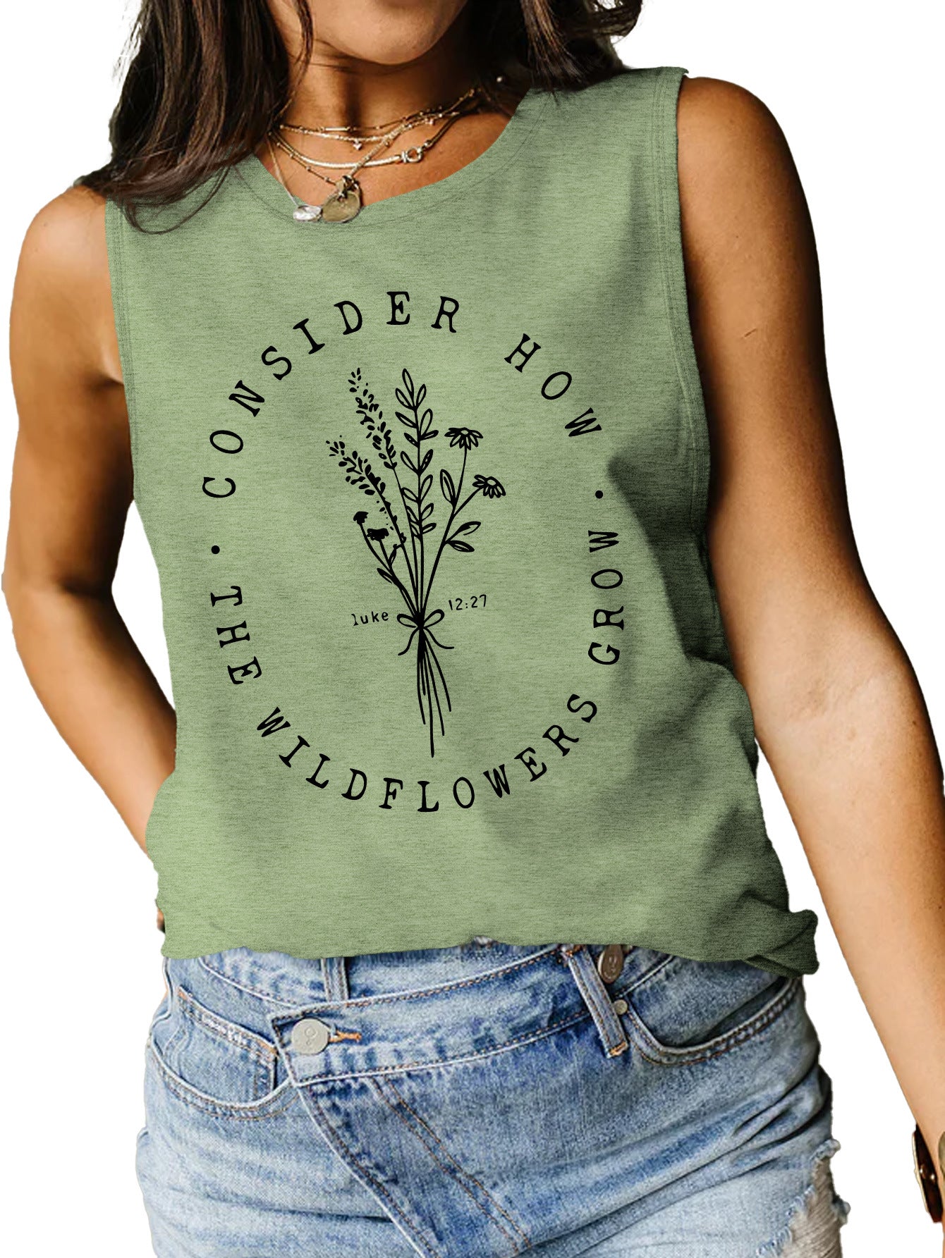 Consider How Flowers And Plants Letter Print Loose Vest