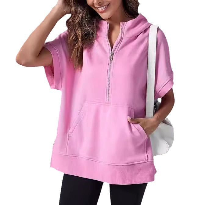 Women's Three-point Short-sleeved Hooded Sweater