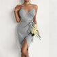 Pure Desire Temperament V-neck Solid Color Sling Dress