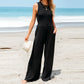 Summer  Casual Loose Slim Fit Wide Leg Trousers Women Sleeveless Vest Jumpsuit Women