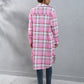 Autumn And Winter Plaid Single-breasted Long Trench Coat