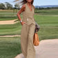 Casual Women's Solid Color Fashion Sets Of Vest Trousers Suit