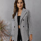 Autumn Women's Houndstooth Lapel Long Sleeve Coat