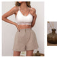 Cotton And Linen Loose Pants Casual Women's Elastic Waist Wide Leg Shorts