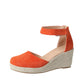 Stylish Women's Sandals New Closed Toe Wedge Sandals Platform Straw Woven Hemp Rope