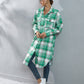 Autumn And Winter Plaid Single-breasted Long Trench Coat