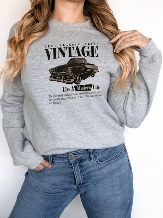 Women's Fashionable Solid Color Printed Long Sleeved Sweatshirt