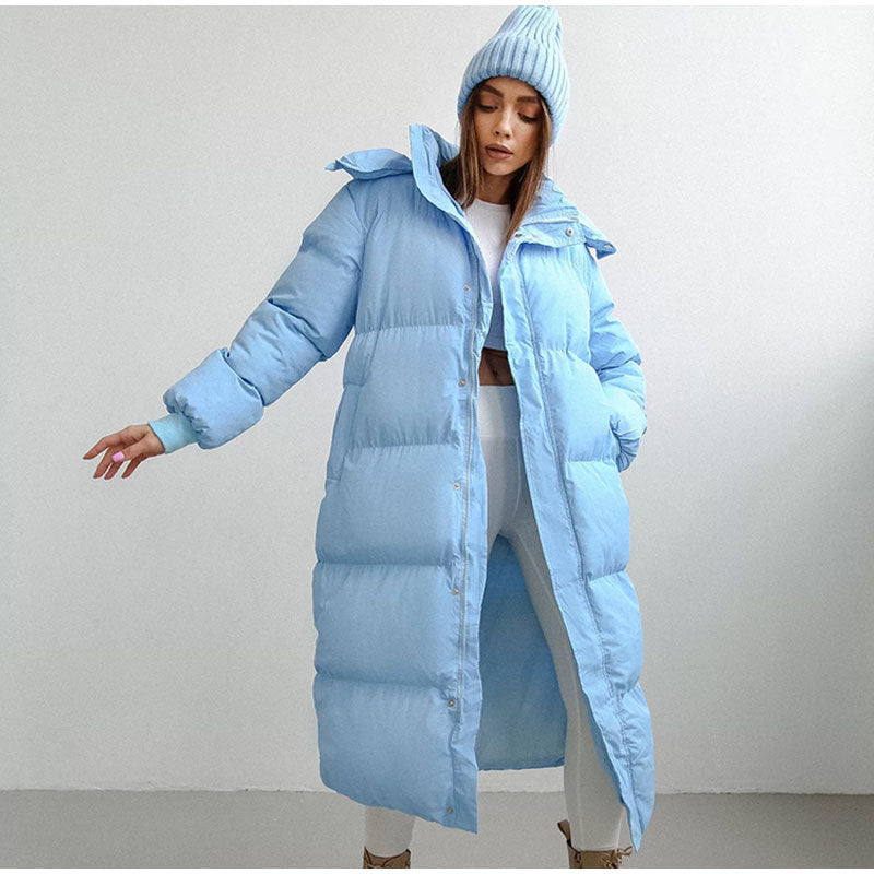 Veste en duvet de style coréen super longue pour femmes