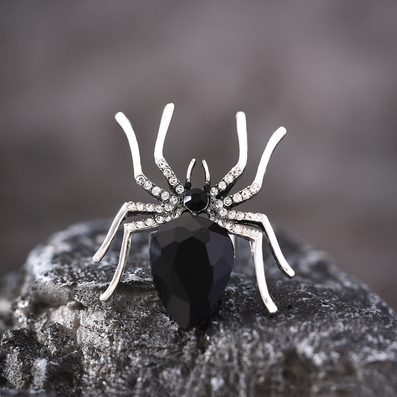 Anneau d'araignée d'Halloween avec strass Ins personnalité mode anneaux ouverts pour femmes bijoux accessoires