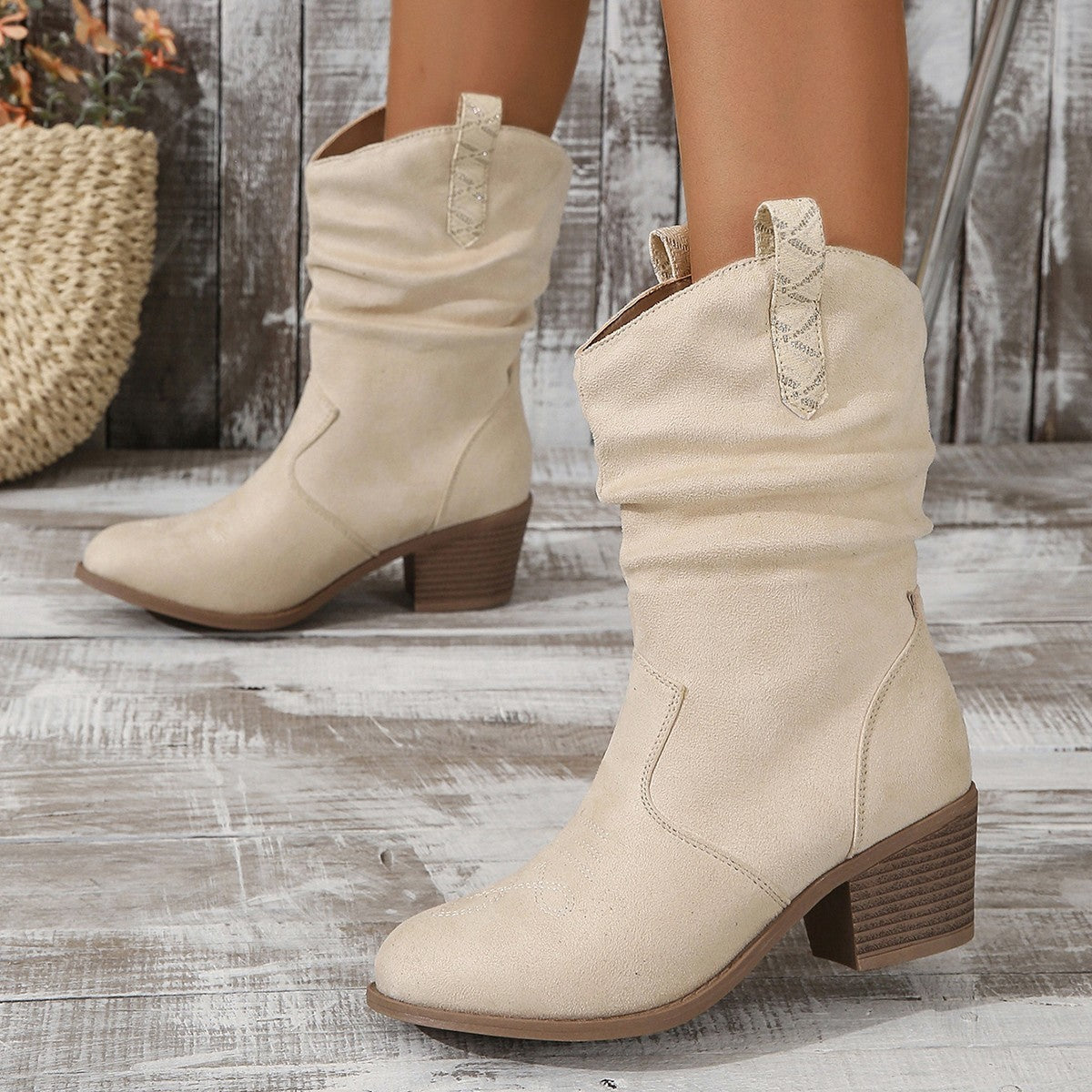 European And American Fashion Cloth Upper Fashion Plus Size Women's Boots