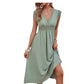 Women's Solid Color And V-neck Lace Lace Hollow-out Stitching Dress