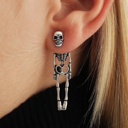 Boucles d'oreilles en forme de crâne d'Halloween squelette humain détachable