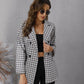 Autumn Women's Houndstooth Lapel Long Sleeve Coat