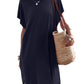 Women's Batwing Sleeve Solid Color Crew Neck Split Casual Dress