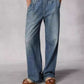 French Style All-matching Slim-fitting Mid-waist Wide Leg Jeans