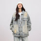 Ripped Workwear Denim Jacket American Washed Old